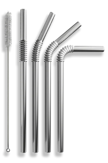 Edelstahltrinkhalm 4+1 Set regenbogen