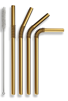 Edelstahltrinkhalm 4+1 Set gold