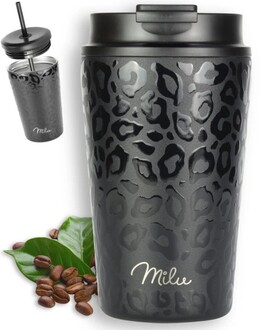 Milu isolierbecher 500 ml in schwarz mit Leoprint