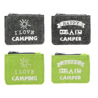 Schlüsselfilztasche Happy Camper Motiv zwei Farben