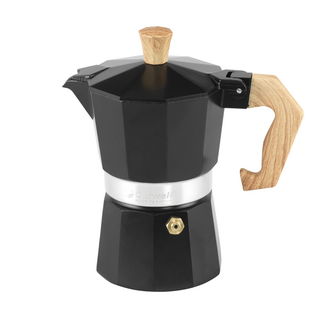 Brew Espresso Maker schwarz mit Holzgriff