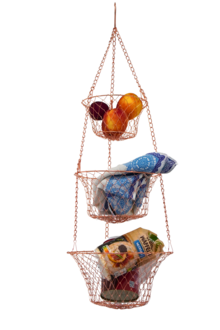 Hängekorb drei Körbe gold