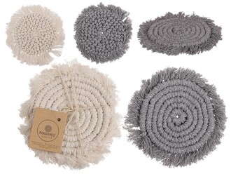 Makramee-Untersetzer, 2er-Set grau und beige