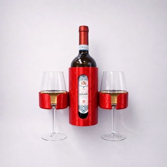 Camp & Cheers Weinhalterset rot, Flasche & Gläser