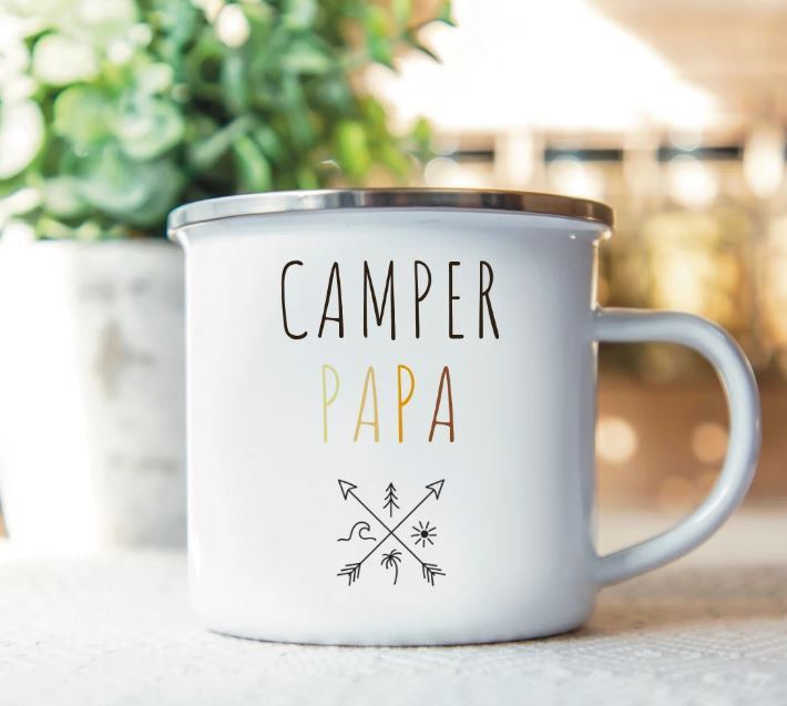 Emaille Tasse Papa 350ml mit Camper Papa Design