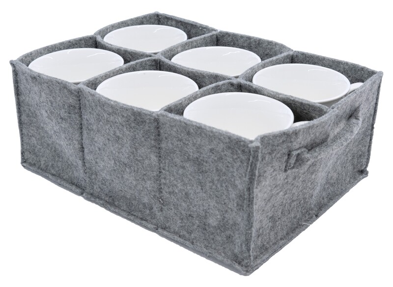 Becherhalter Filz grau mit 6 Tassen