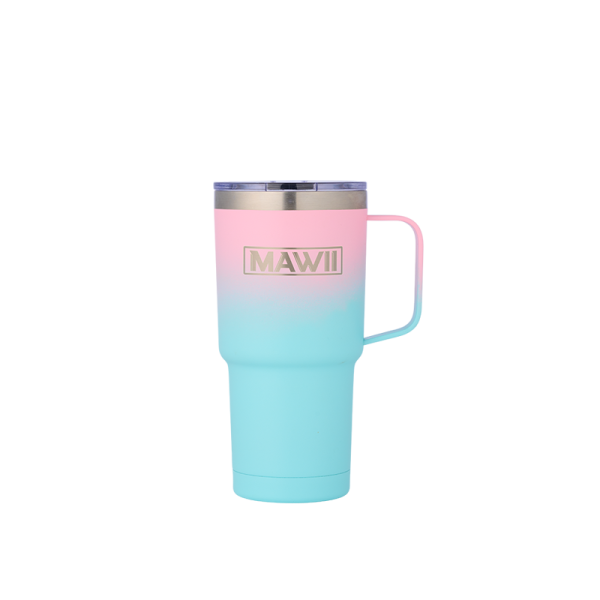 Edelstahl Becher mit Henkel Pink/Türkis