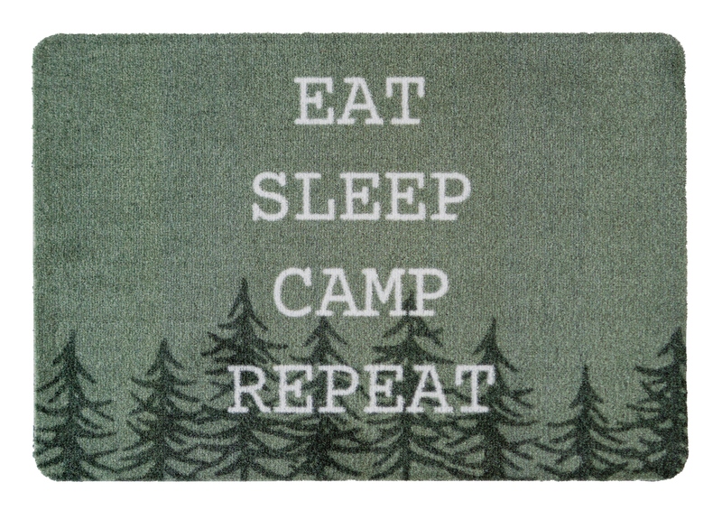 Türmatte Eat Sleep Camp Repeat in Grün