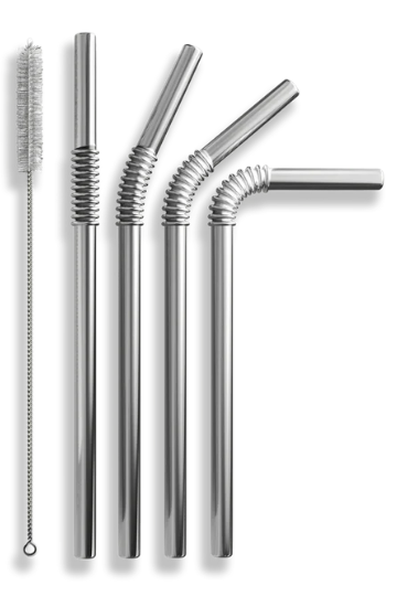 Edelstahltrinkhalm 4+1 Set silber