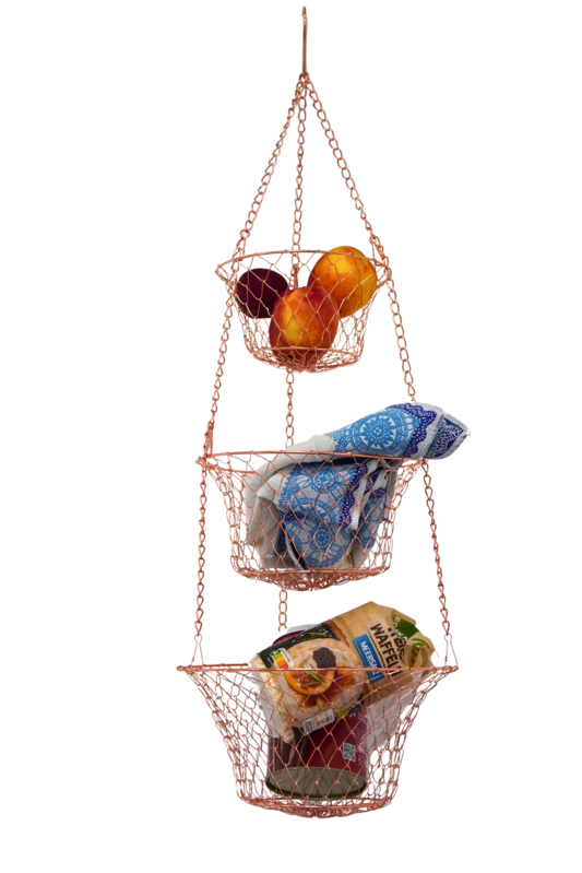 Hängekorb drei Körbe gold