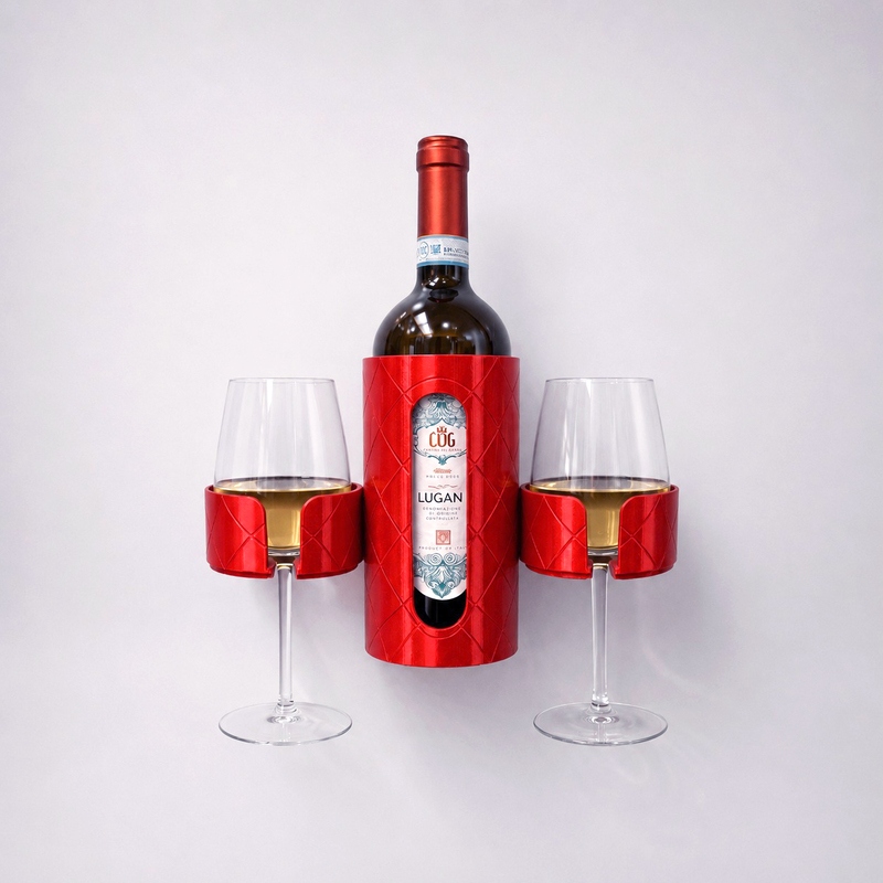 Camp & Cheers Weinhalterset rot, Flasche & Gläser